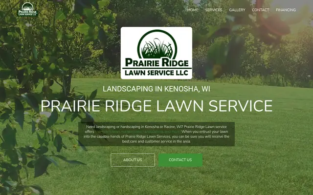 Screenshot of the Prairie Ridge Lawn Service homepage as it appeared on 2026-09-08, captured at desktop width.
