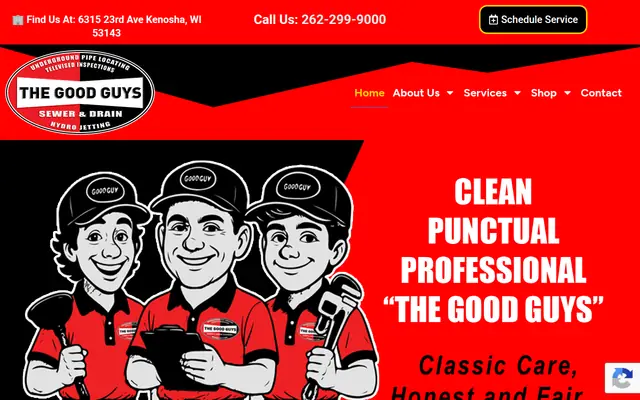 Screenshot of the The Good Guys Sewer & Drain, Inc. homepage as it appeared on 2026-09-08, captured at desktop width.