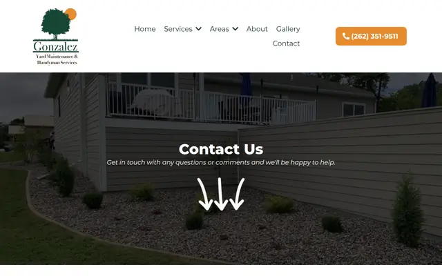 Screenshot of the Gonzalez Yard Maintenance and handyman service. homepage as it appeared on 2026-09-08, captured at desktop width.
