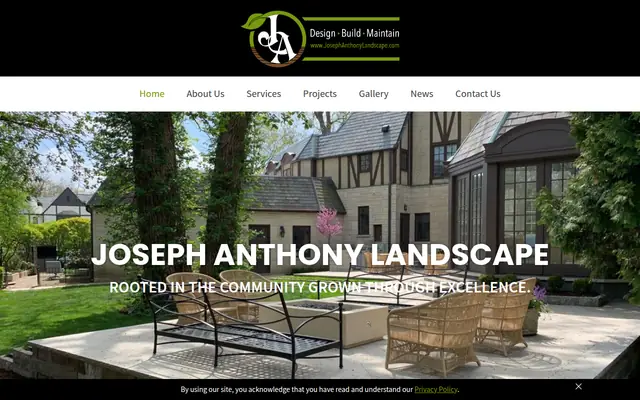 Screenshot of the Joseph Anthony Landscape homepage as it appeared on 2026-09-08, captured at desktop width.